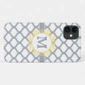 Monogramm Graue und Gelbe Quatrefolie Case-Mate iPhone Hülle (Rückseite (Horizontal))