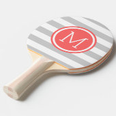 Monogramm graue und korallenvorbereitete Streifen Tischtennis Schläger (Vorderseite)