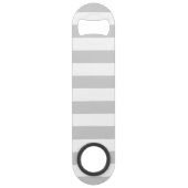 Monogramm graue und Navy Preppy Stripes Speedflaschenöffner (Rückseite)