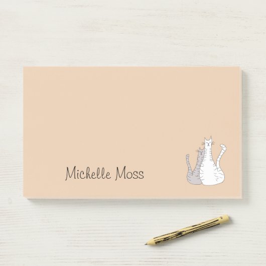 Monogramm, graue und weiße Tablettenkatzenjacke Post-it Klebezettel (Auf Schreibtisch)