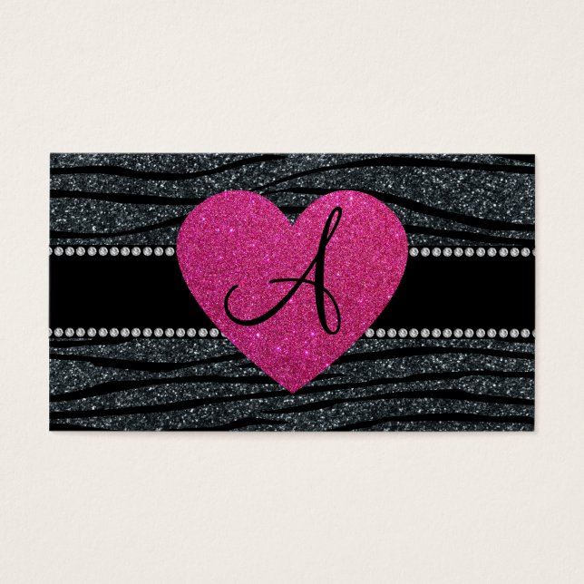 Monogramm Grauer Glitzer Zebrastreifen (Vorderseite)