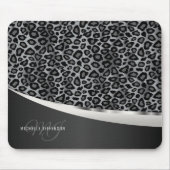Monogramm - grauer Leopard-Entwurf Mousepad (Vorne)