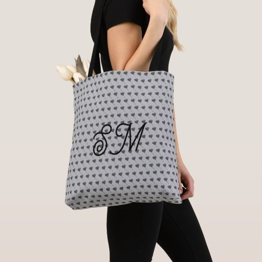Monogramm Graues Herzballon Grau All Over Print Tasche (Von Nahem)