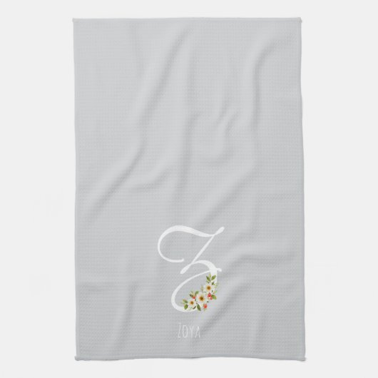 Monogramm graues Küchentuch als Einzugsgeschenk (Vertikal)