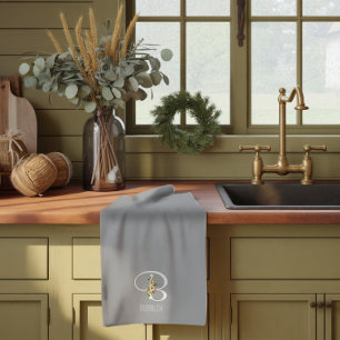 Monogramm-Graues Küchentuch als Einzugsgeschenk