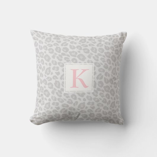 Monogramm-graues Tonal Leopard-Druck-Wurfs-Kissen Kissen (Vorderseite)