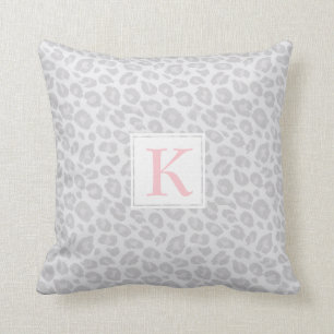 Monogramm-graues Tonal Leopard-Druck-Wurfs-Kissen Kissen