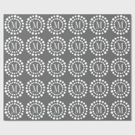 Monogramm graues Wrapping Paper Geschenkpapier (Flach)