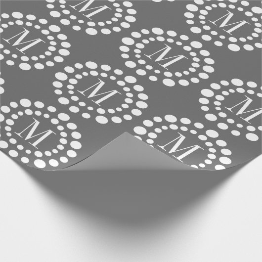 Monogramm graues Wrapping Paper Geschenkpapier (Ecke)