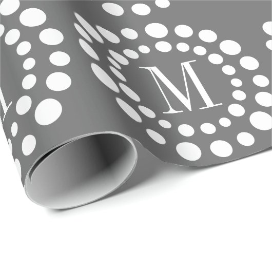 Monogramm graues Wrapping Paper Geschenkpapier (Rolleneckpunkt)
