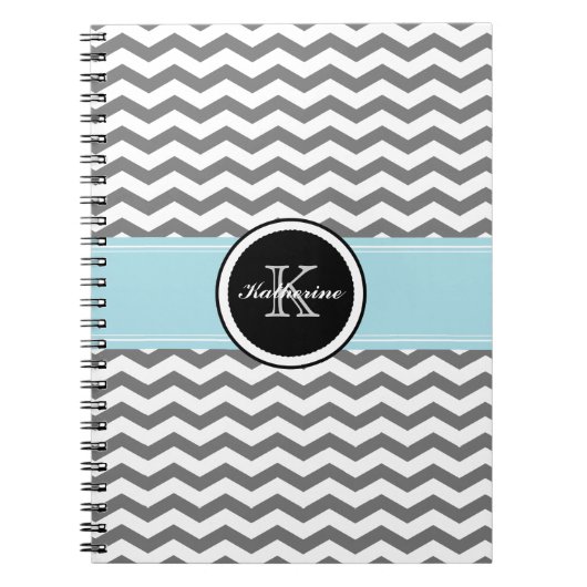 Monogramm-graues Zickzack gewundenes Notizbuch Notizblock (Vorderseite)