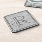 Monogramm-Graurahmen Untersetzer (Linke Seite)