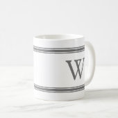 Monogramm Graustreifen personalisierte Mug Kaffeetasse (VorderseiteRechts)