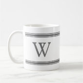 Monogramm Graustreifen personalisierte Mug Kaffeetasse (Links)
