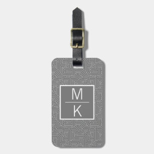 Monogramm Gray Circuit Square Splitter Gepäckanhänger