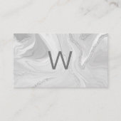 Monogramm | Gray Marble | Leather Business Card Visitenkarte (Vorderseite)
