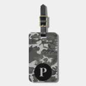 Monogramm Gray Military Camouflage Camouflage Circ Gepäckanhänger (Vorderseite vertikal)