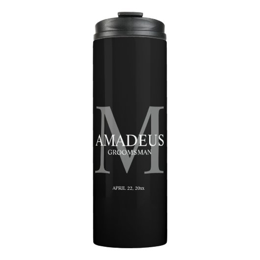 Monogramm Gray Name Thermaltumbler Thermosbecher (Vorderseite)