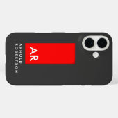 Monogramm Gray Red Modern Add Replace Name Initial Case-Mate iPhone Hülle (Rückseite (Horizontal))