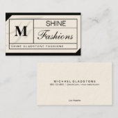 Monogramm Grid (Creme) Visitenkarte (Vorne/Hinten)