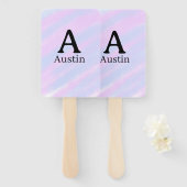 Monogramm Großbuchstabe männlich Name lila Pastell Fächer (Vorne und Hinten)