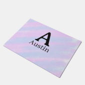Monogramm Großbuchstabe männlich Name lila Pastell Fußmatte (Schrägansicht)