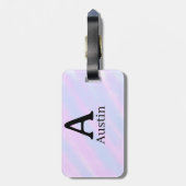 Monogramm Großbuchstabe männlich Name lila Pastell Gepäckanhänger (Rückseite vertikal)