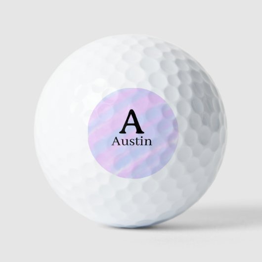 Monogramm Großbuchstabe männlich Name lila Pastell Golfball (Vorderseite)