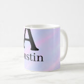 Monogramm Großbuchstabe männlich Name lila Pastell Kaffeetasse (VorderseiteRechts)