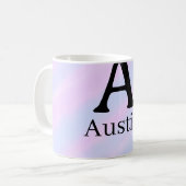 Monogramm Großbuchstabe männlich Name lila Pastell Kaffeetasse (Vorderseite Links)