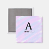 Monogramm Großbuchstabe männlich Name lila Pastell Magnet (Vorderseite/Rückseite)