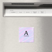 Monogramm Großbuchstabe männlich Name lila Pastell Magnet (In Situ (Geschirrspüler))