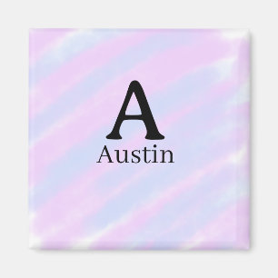 Monogramm Großbuchstabe männlich Name lila Pastell Magnet
