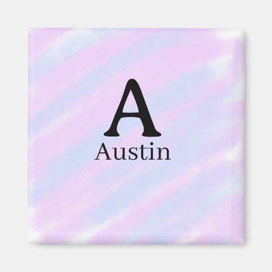 Monogramm Großbuchstabe männlich Name lila Pastell Magnet (Vorne)