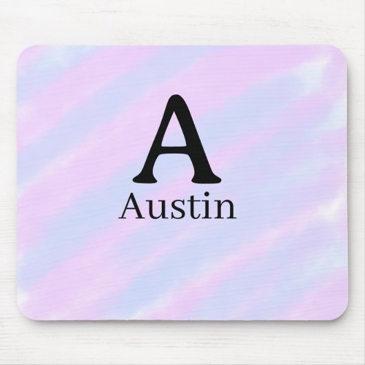 Monogramm Großbuchstabe männlich Name lila Pastell Mousepad (Vorne)