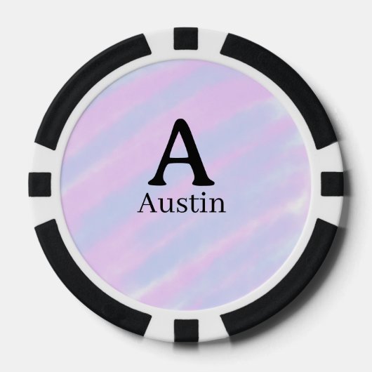 Monogramm Großbuchstabe männlich Name lila Pastell Pokerchips (Vorderseite)