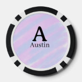 Monogramm Großbuchstabe männlich Name lila Pastell Pokerchips (Rückseite)