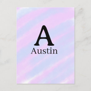 Monogramm Großbuchstabe männlich Name lila Pastell Postkarte