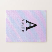 Monogramm Großbuchstabe männlich Name lila Pastell Puzzle (Horizontal)