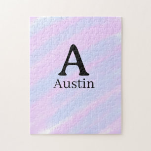 Monogramm Großbuchstabe männlich Name lila Pastell Puzzle
