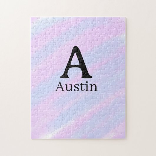 Monogramm Großbuchstabe männlich Name lila Pastell Puzzle (Vertikal)