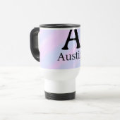 Monogramm Großbuchstabe männlich Name lila Pastell Reisebecher (Vorderseite Links)