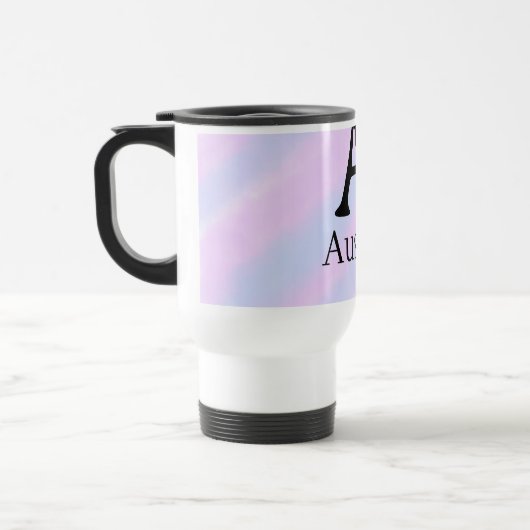 Monogramm Großbuchstabe männlich Name lila Pastell Reisebecher (Links)