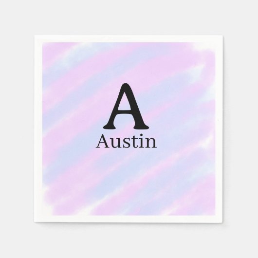 Monogramm Großbuchstabe männlich Name lila Pastell Serviette (Vorderseite)