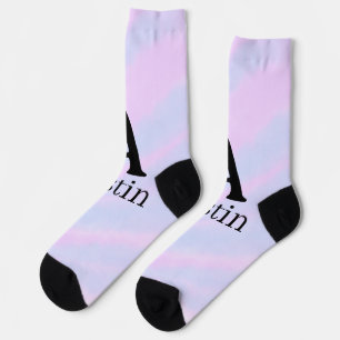 Monogramm Großbuchstabe männlich Name lila Pastell Socken