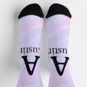 Monogramm Großbuchstabe männlich Name lila Pastell Socken (Oben)