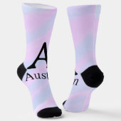 Monogramm Großbuchstabe männlich Name lila Pastell Socken (Gewinkelt)