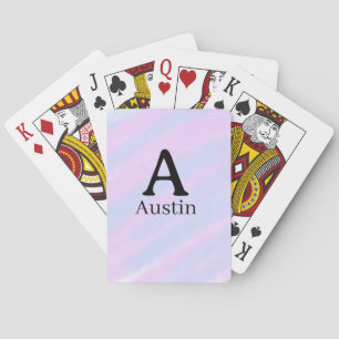 Monogramm Großbuchstabe männlich Name lila Pastell Spielkarten