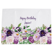 Monogramm große Lila und Lavendel-Rose Geschenktüte (Vorderseite)