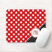 Monogramm, große Polka-Punkte, rot, schwarz und we Mousepad (Mit Mouse)